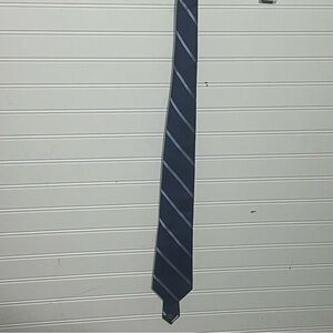 Michael Kors Navy Silk Tie with Light Blue Diagonal Stripes